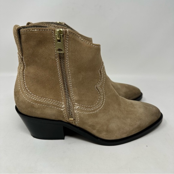 AllSaints Carlotta Western Suede Side Zip Ankle Boots Desert Sand Size 37, US 7 - Picture 2 of 13